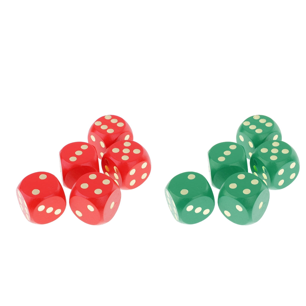 3cm Wooden Dice D6 Six Sided Dotted Dices RPG Board Game Dies, Pack of 10