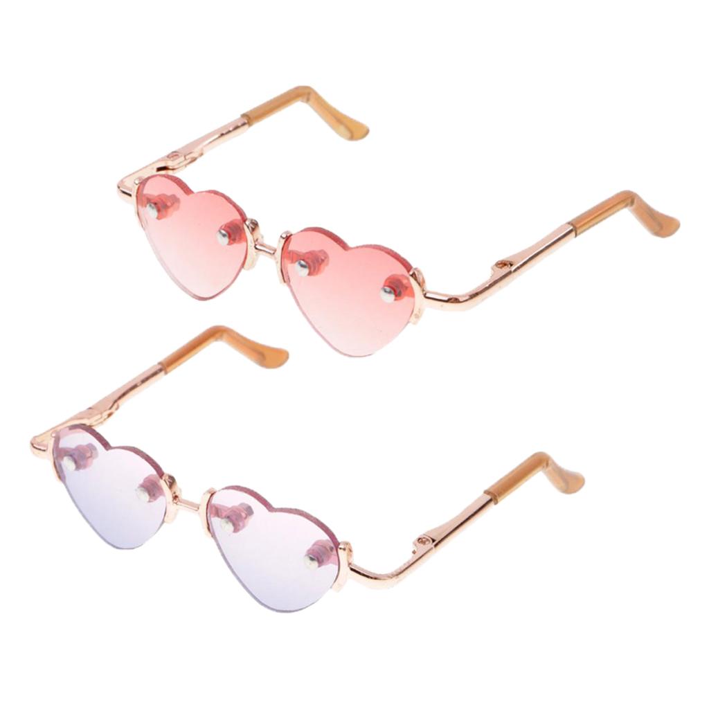 1/3 Golden No Frame Heart Sunglasses Eyewear for BJD Doll Clothes Accessory