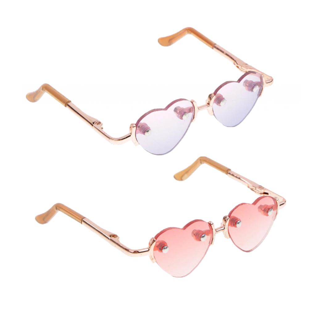 1/3 Golden No Frame Heart Sunglasses Eyewear for BJD Doll Clothes Accessory