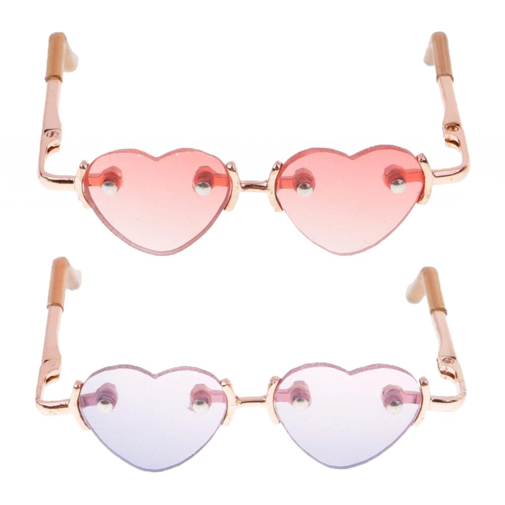 1/3 Golden No Frame Heart Sunglasses Eyewear for BJD Doll Clothes Accessory