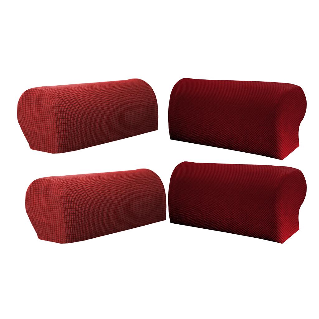 2 Pair(2Pattern) Sofa Armrest Covers Armchair Slipcovers Protector Red
