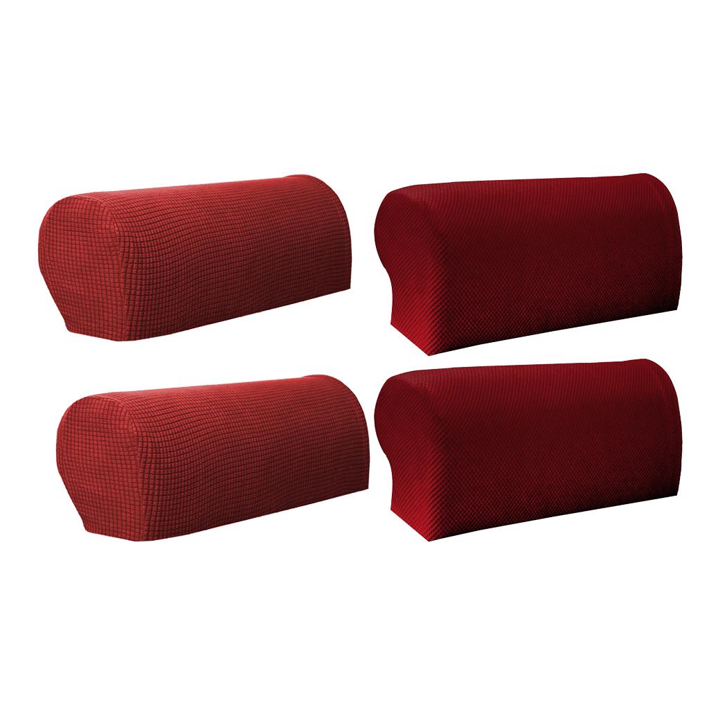 2 Pair(2Pattern) Sofa Armrest Covers Armchair Slipcovers Protector Red