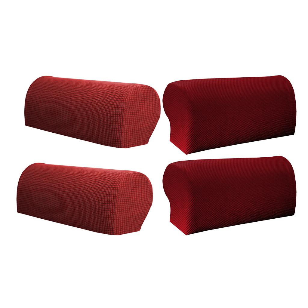 2 Pair(2Pattern) Sofa Armrest Covers Armchair Slipcovers Protector Red
