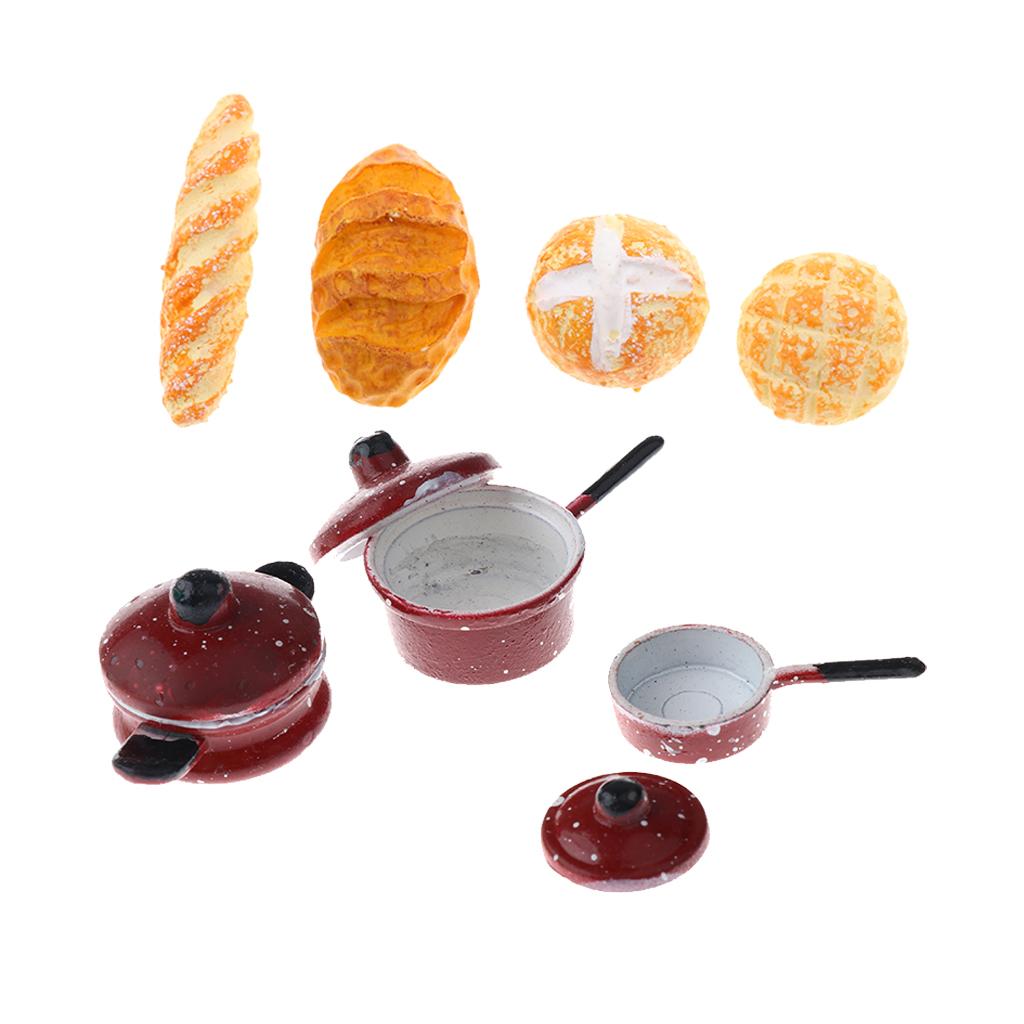 1/12 Dollhouse Miniature Cookware Spotted Pan w/ Bakery Bread Kitchen Decor