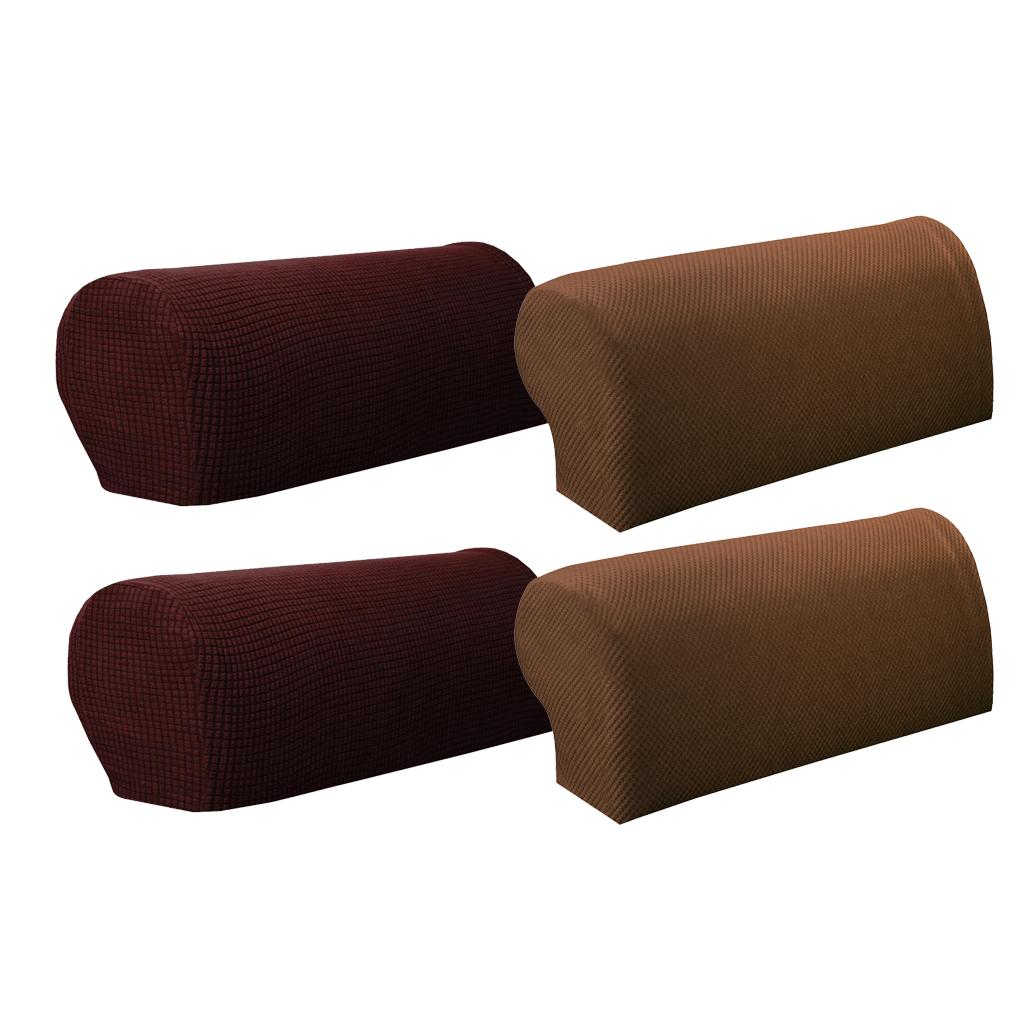 2 Pair(2Pattern) Sofa Armrest Covers Armchair Slipcovers Protector Brown