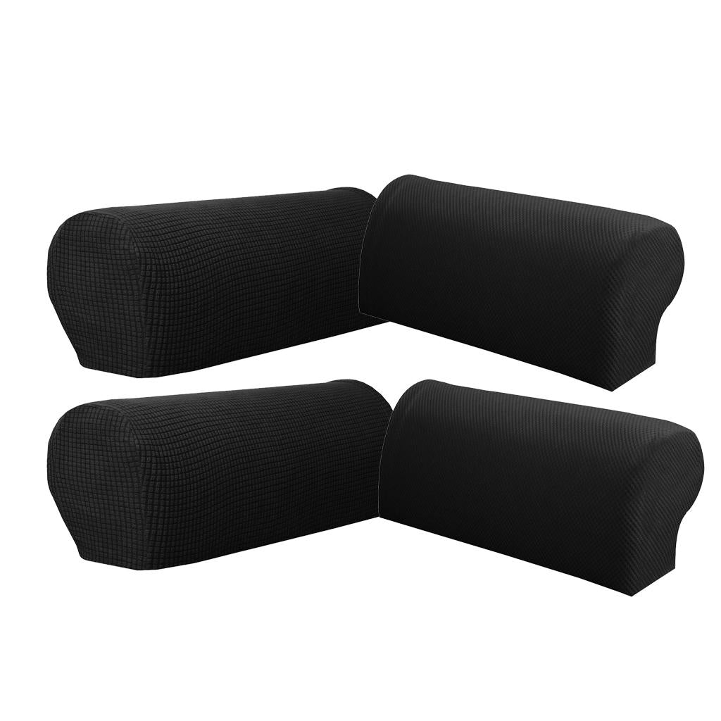2 Pair(2Pattern) Sofa Armrest Covers Armchair Slipcovers Protector Black
