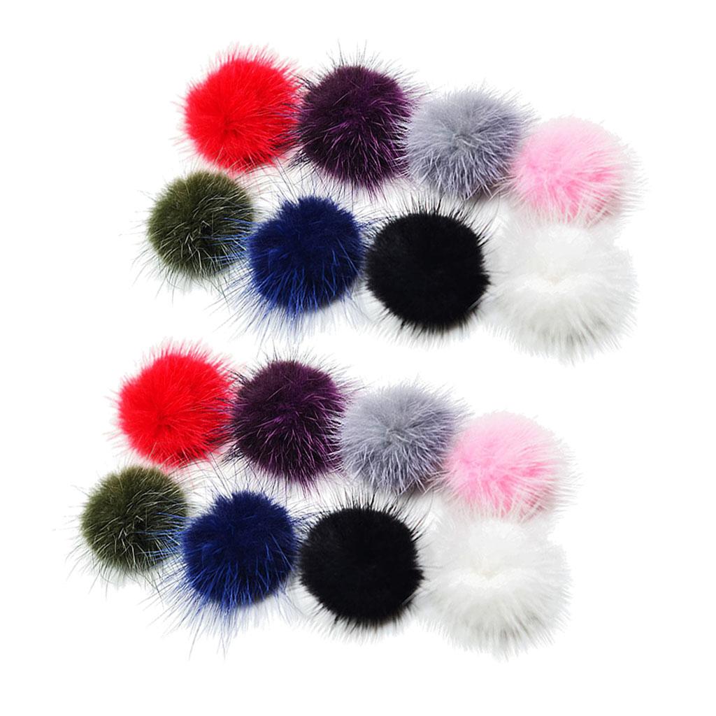 16 Pieces Mixed Natural Pom Pom Ball for Hair Accessories Jewelry Craft DIY