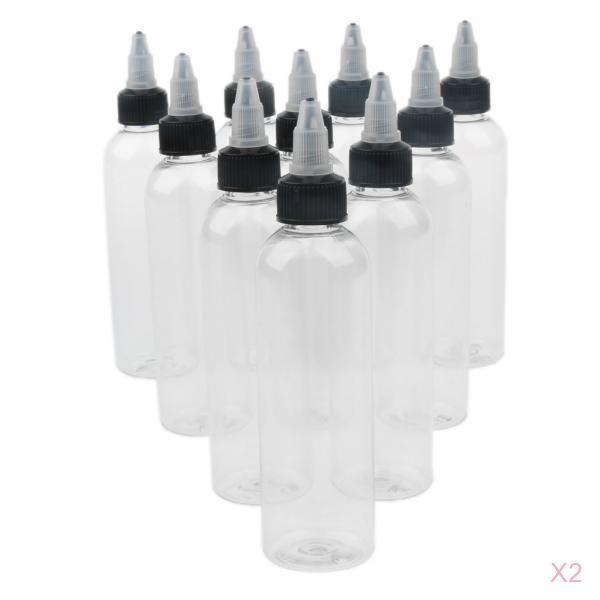 20x Empty Plastic Squeeze Bottle with Twist Top Cap Tip Applicator 120ml