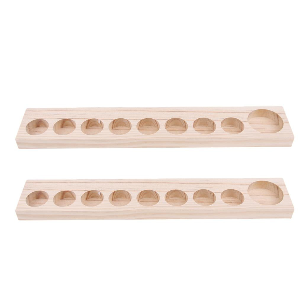 2Pcs Wooden Essential Oil Holder Display Storage Rack Tray Organizer 9 Slot