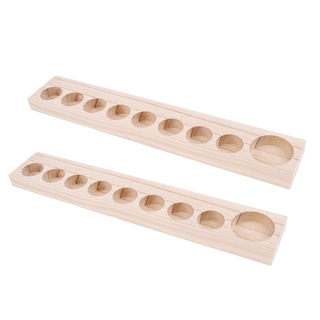 2Pcs Wooden Essential Oil Holder Display Storage Rack Tray Organizer 9 Slot