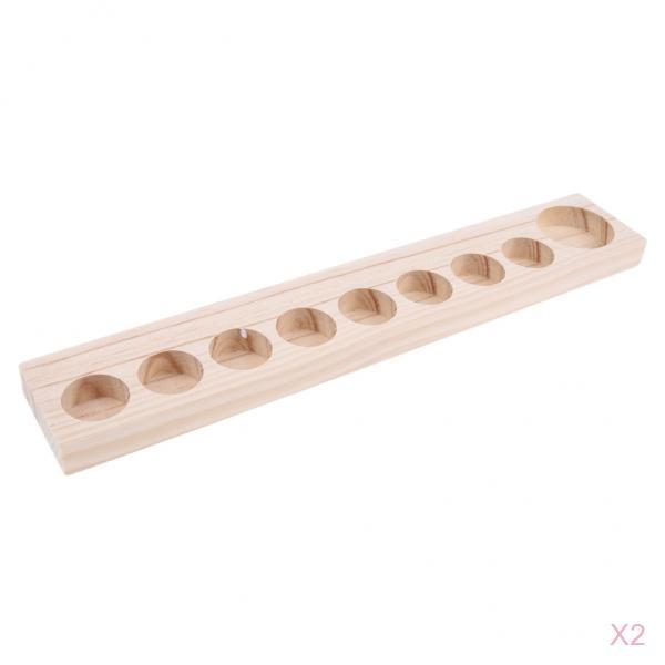 2Pcs Wooden Essential Oil Holder Display Storage Rack Tray Organizer 9 Slot