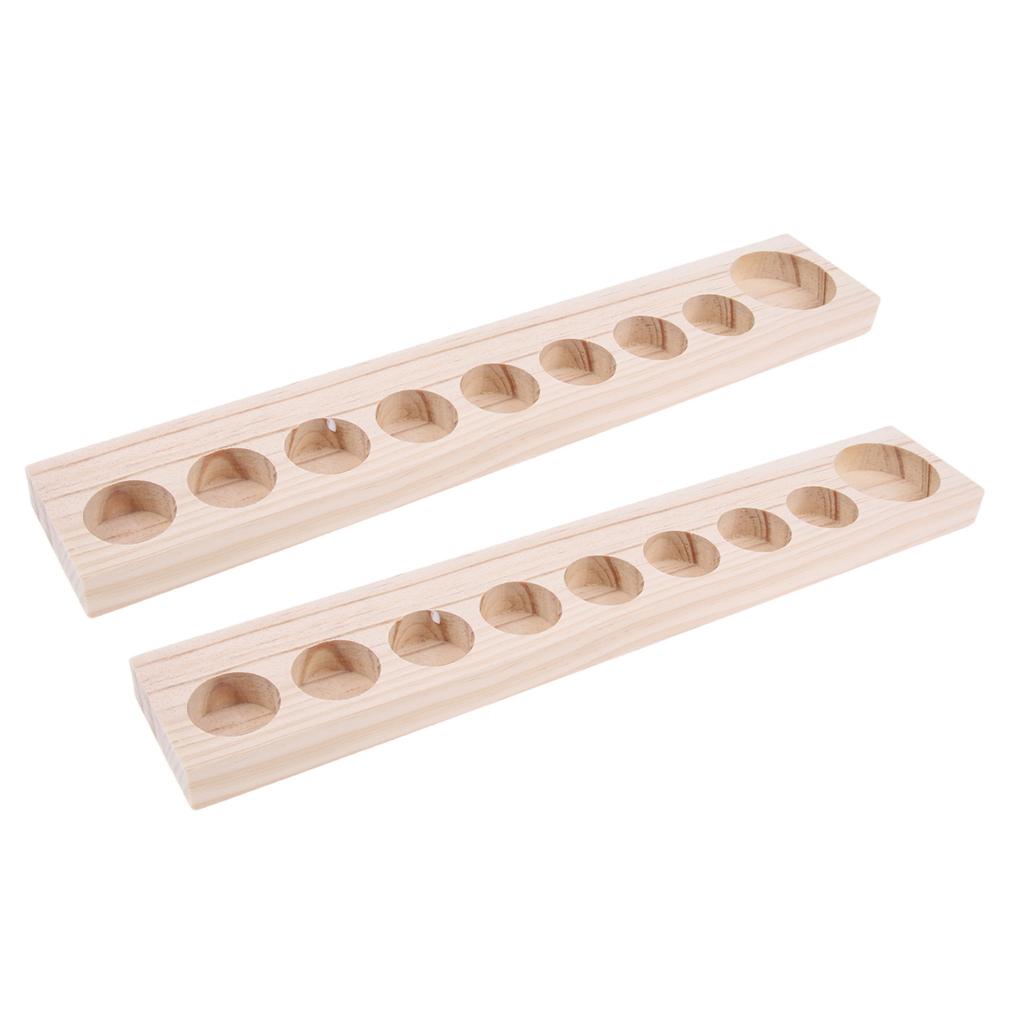 2Pcs Wooden Essential Oil Holder Display Storage Rack Tray Organizer 9 Slot