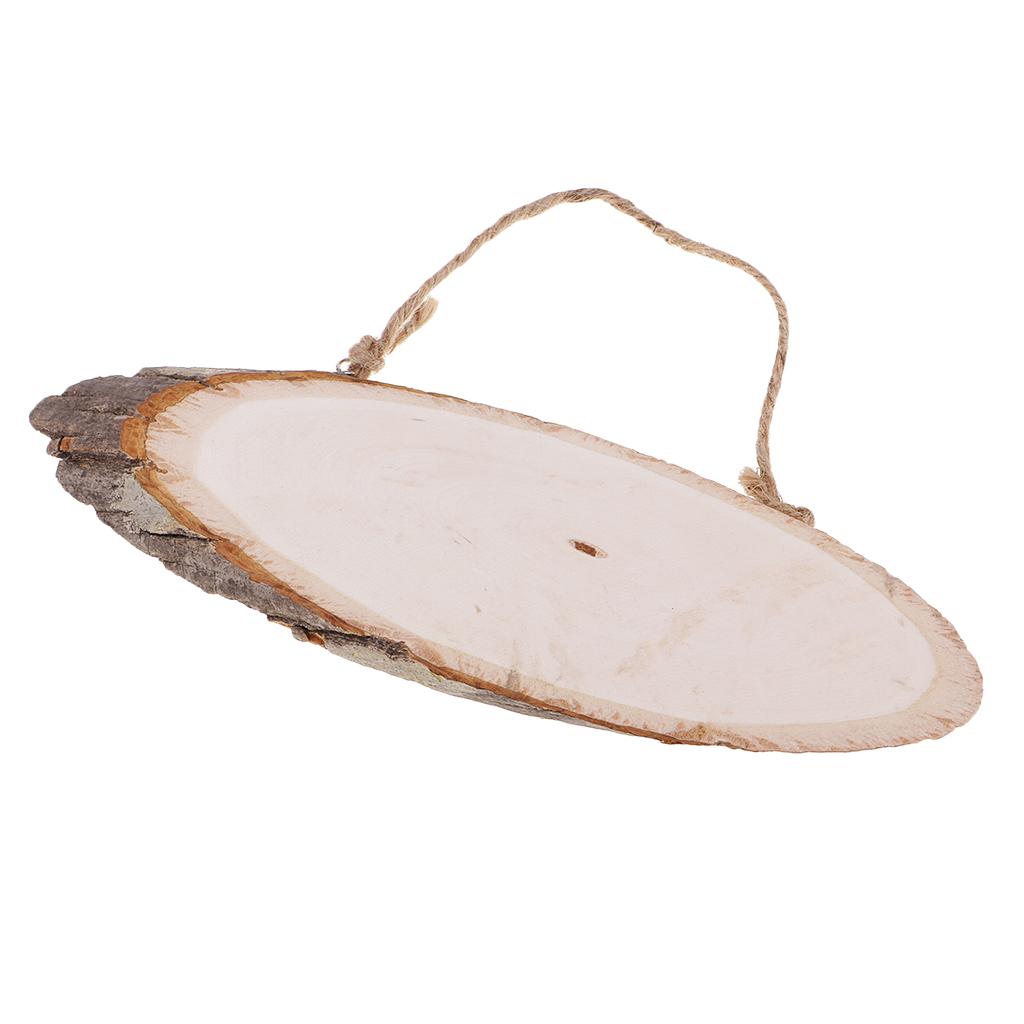 2pcs Large Oval Natural Hanging Wood Slices Tree Bark Wood Pieces DIY Crafts
