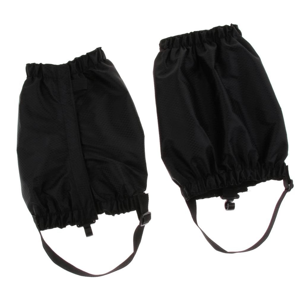 2 Pairs Walking Gaiters Boots Leggings with Snow Ice Walk Cleats Black