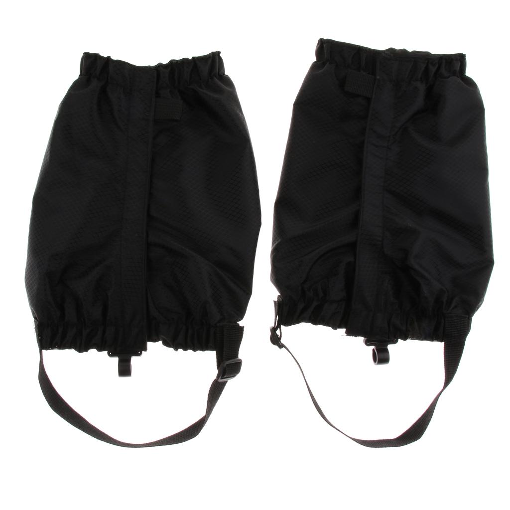 2 Pairs Walking Gaiters Boots Leggings with Snow Ice Walk Cleats Black