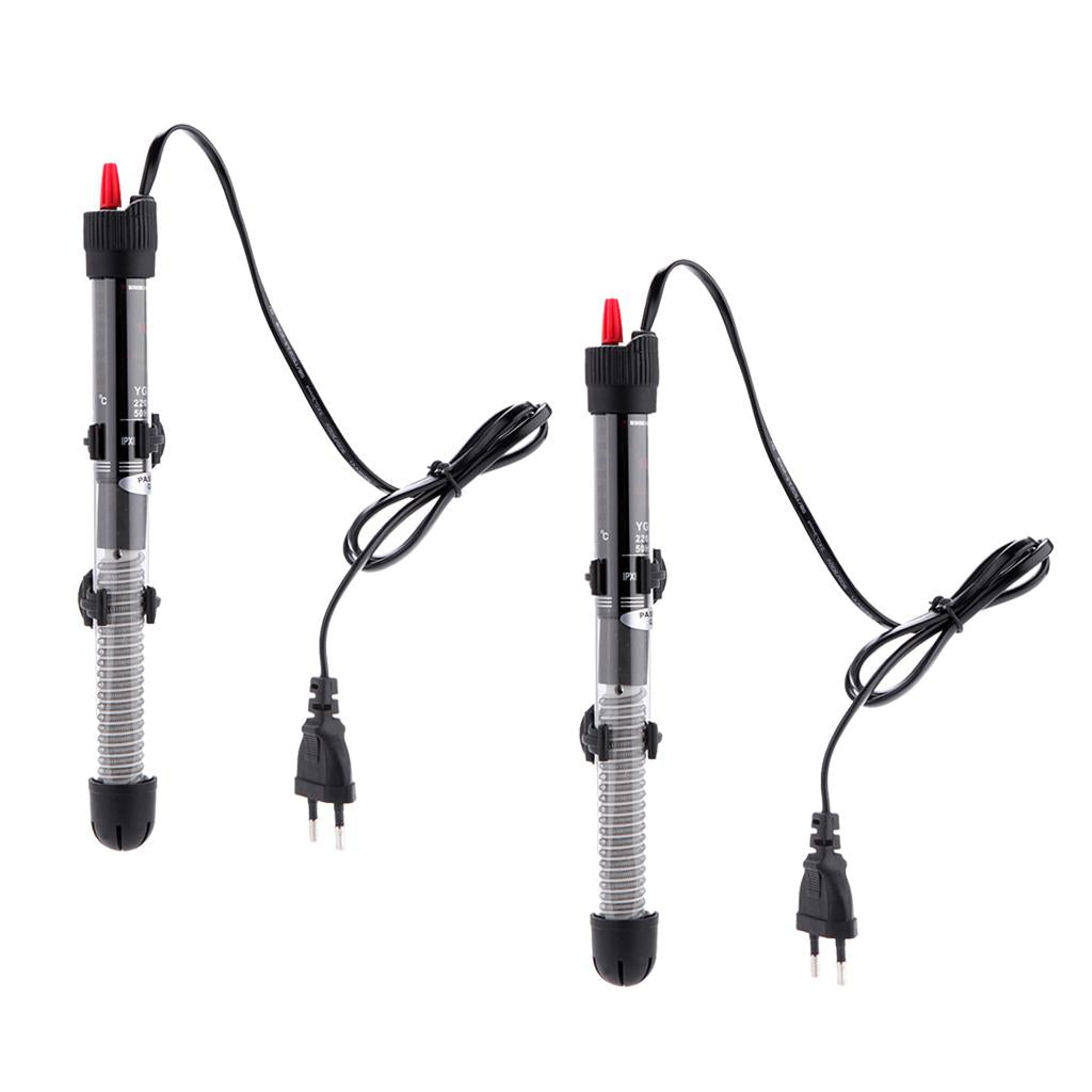 2 Pcs Submersible Aquarium Fish Tank Water Heater Heating Rod EU Plug 300W