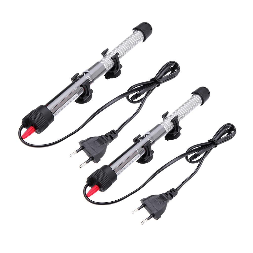 2 Pcs Submersible Aquarium Tank Water Heater Heating Rod EU Plug 100W+50W