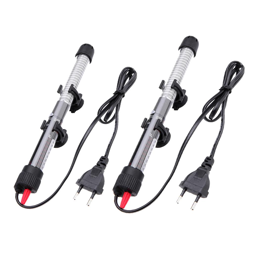 2 Pcs Submersible Aquarium Tank Water Heater Heating Rod EU Plug 100W+50W