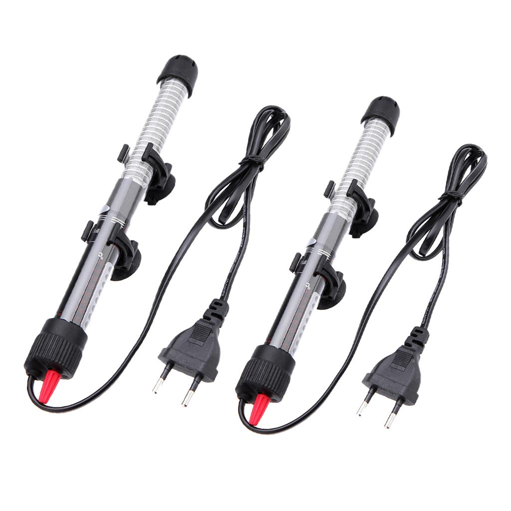 2 Pcs Submersible Aquarium Tank Water Heater Heating Rod EU Plug 100W+50W