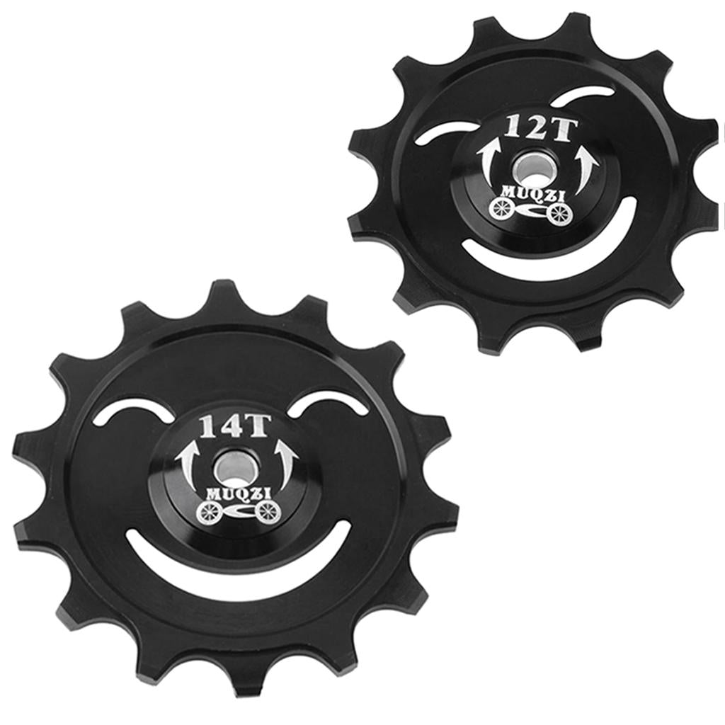 2 Pieces 12T + 14T Mountain Bike Ceramic Rear Derailleur Jockey Wheel Black