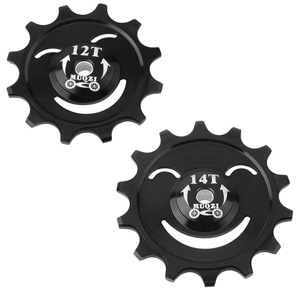 2 Pieces 12T + 14T Mountain Bike Ceramic Rear Derailleur Jockey Wheel Black