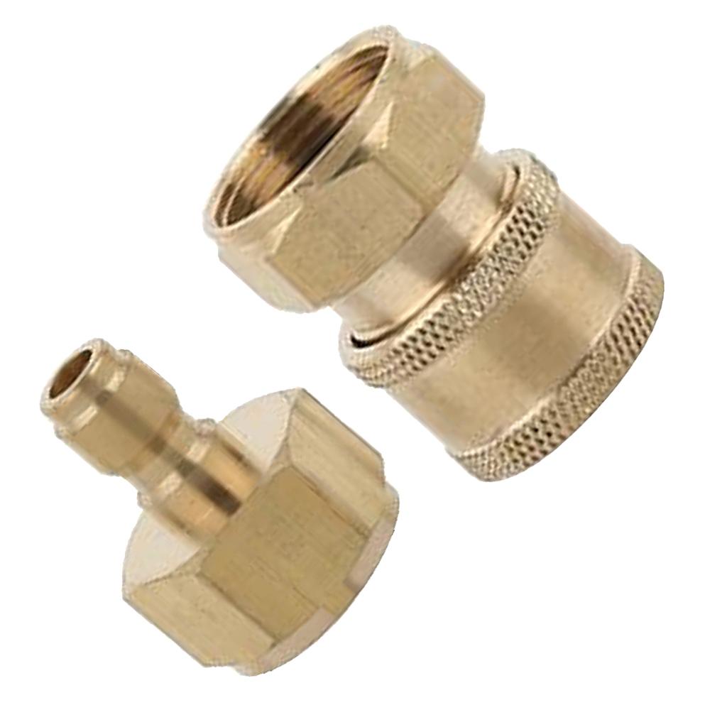 2pcs Brass Pressure Washer Garden Hose Quick Adaptor M22 Male to M22 Female
