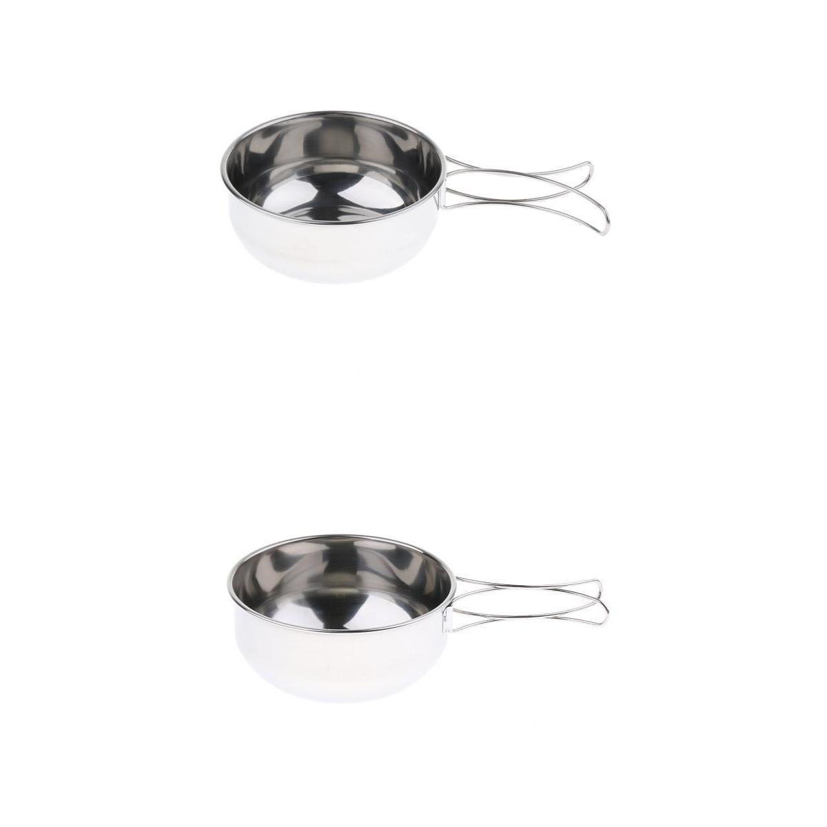 2 Pcs Folding Compact Stainless Steel Cooking Mess Tins Camping Food Holiday