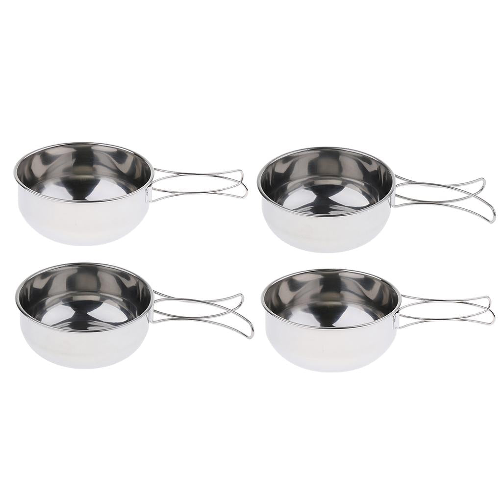 2 Pcs Folding Compact Stainless Steel Cooking Mess Tins Camping Food Holiday