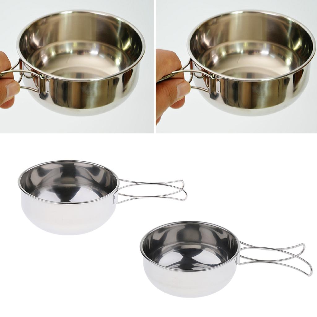 2 Pcs Folding Compact Stainless Steel Cooking Mess Tins Camping Food Holiday
