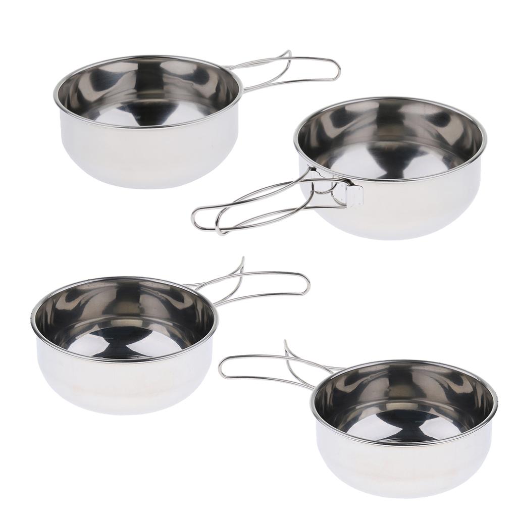 2 Pcs Folding Compact Stainless Steel Cooking Mess Tins Camping Food Holiday
