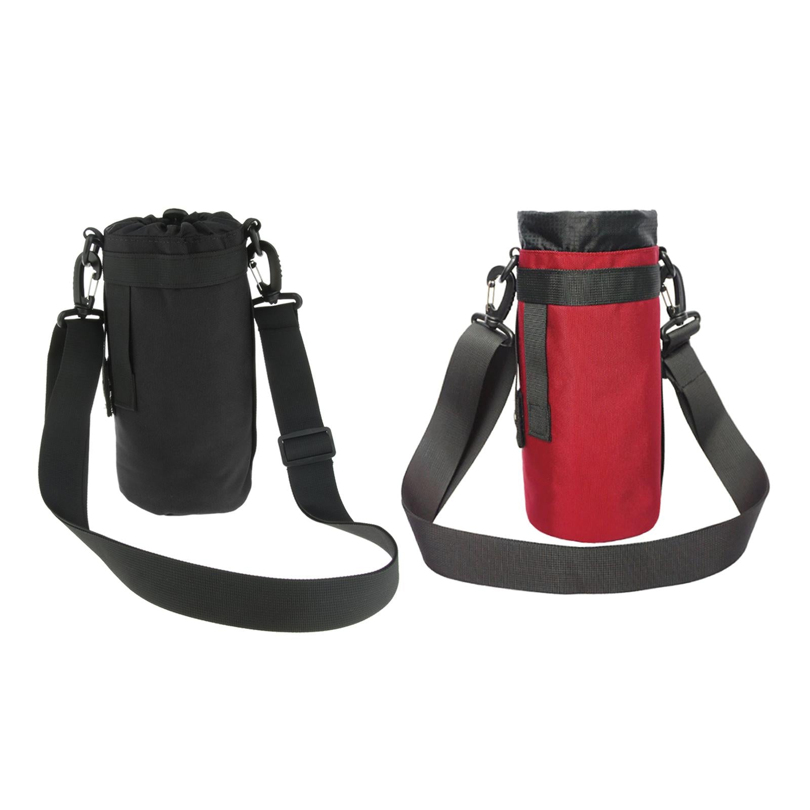 2pcs 1.5L Sports Water Bottle Holder Carrier Pouch Sleeve Bag Black Red