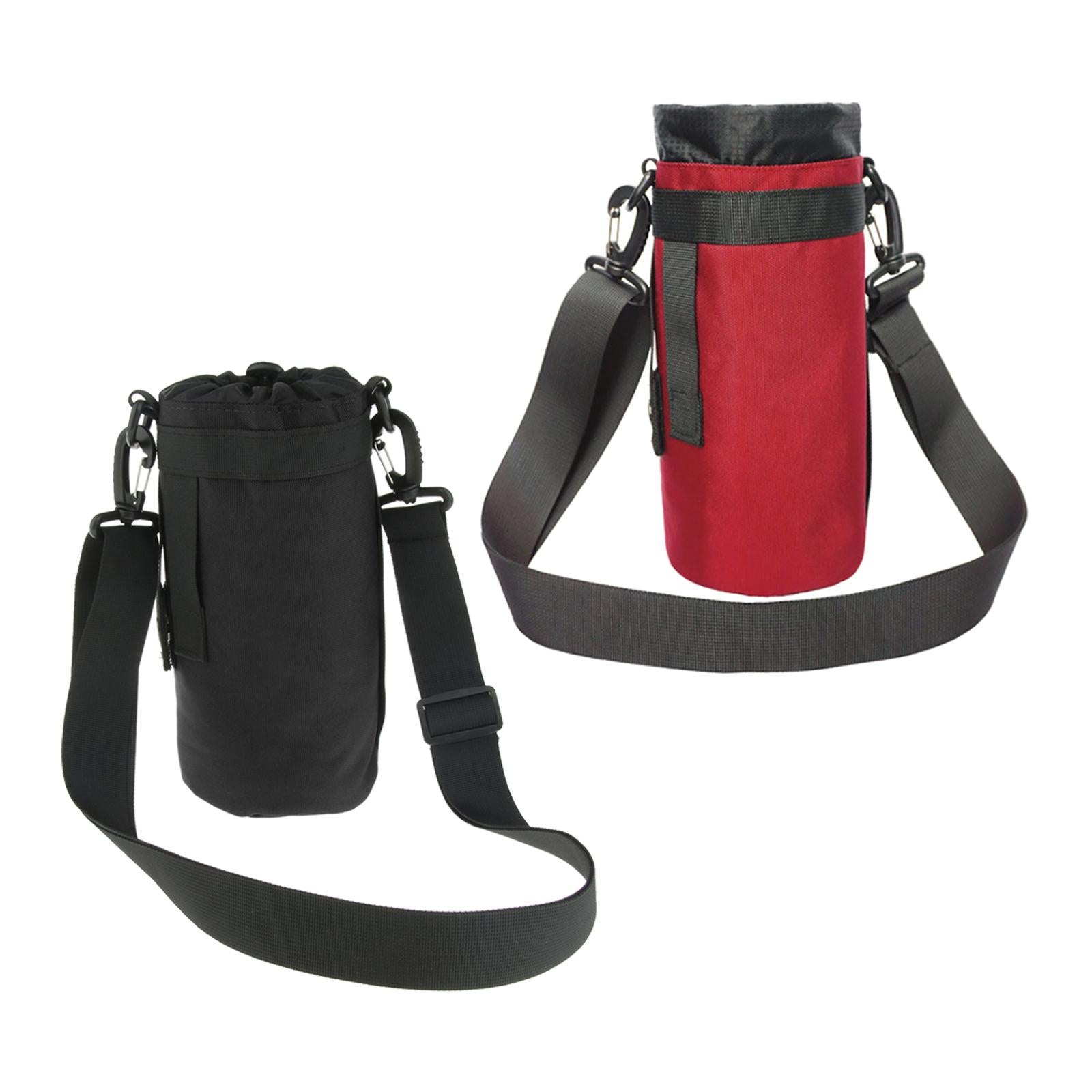 2pcs 1.5L Sports Water Bottle Holder Carrier Pouch Sleeve Bag Black Red