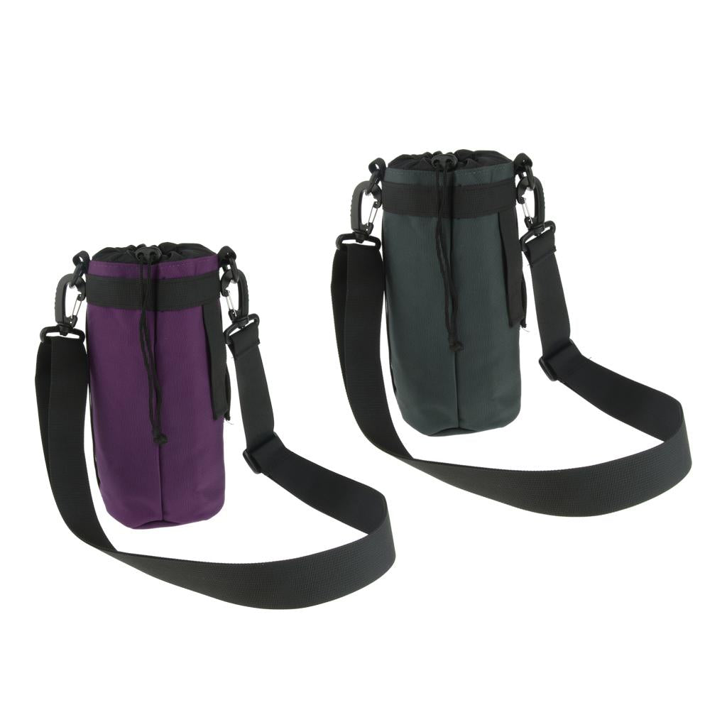 2pcs 1.5L Sports Water Bottle Holder Carrier Pouch Sleeve Bag Purple Gray
