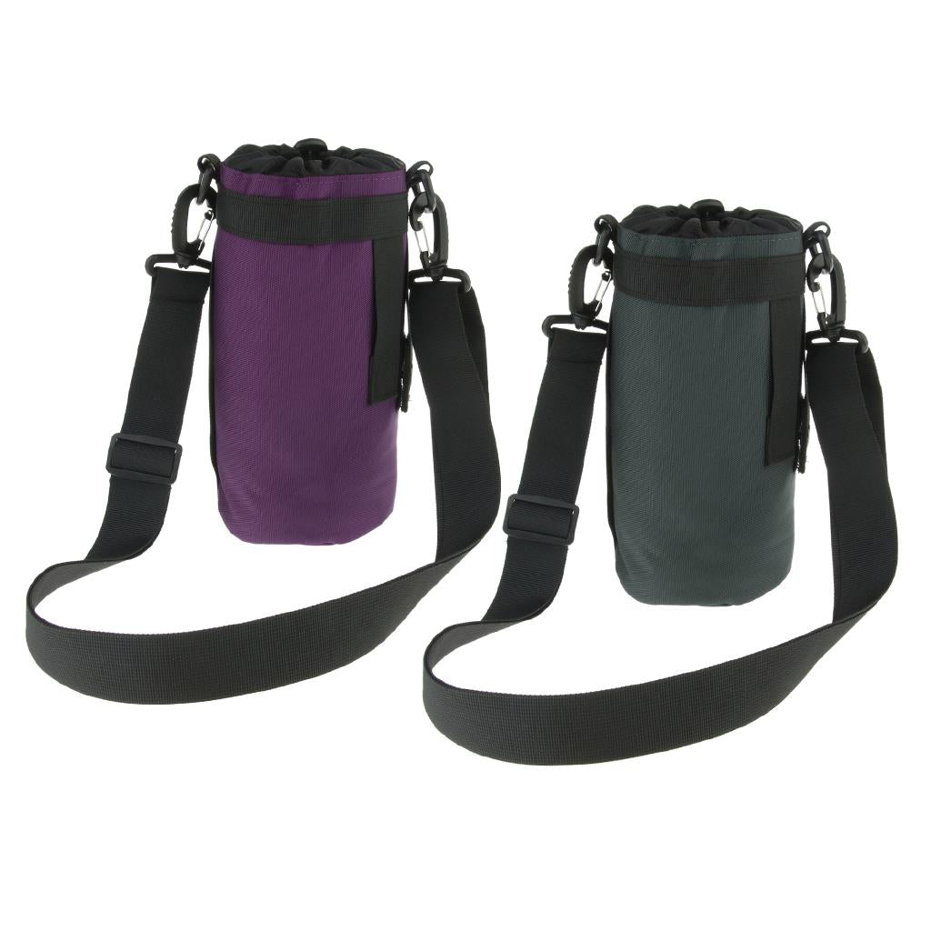 2pcs 1.5L Sports Water Bottle Holder Carrier Pouch Sleeve Bag Purple Gray