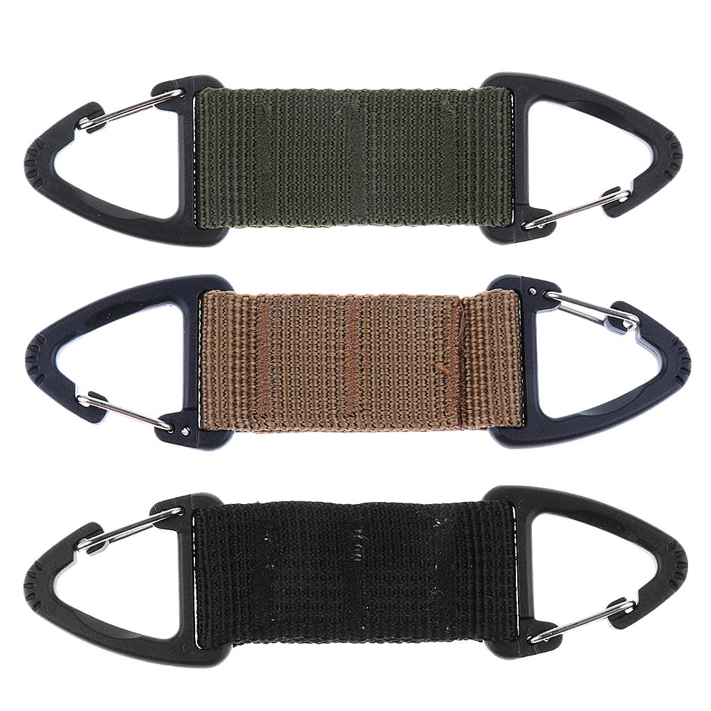 3Pcs Outdoor Hiking Nylon Webbing Backpack Dual Ended Triangular Hook