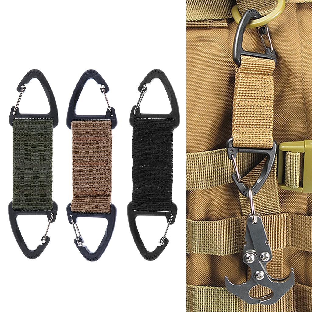 3Pcs Outdoor Hiking Nylon Webbing Backpack Dual Ended Triangular Hook