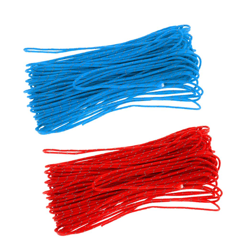 2Pcs 20M 1.8MM Camping Tent Awning Reflective Guyline Rope Runners Cord