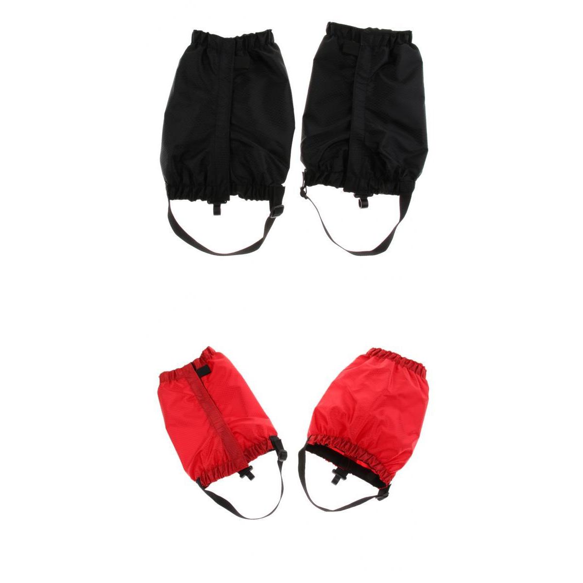 2 Pairs Outdoor Waterproof Walking Gaiters Snow Boots Cover Black Red