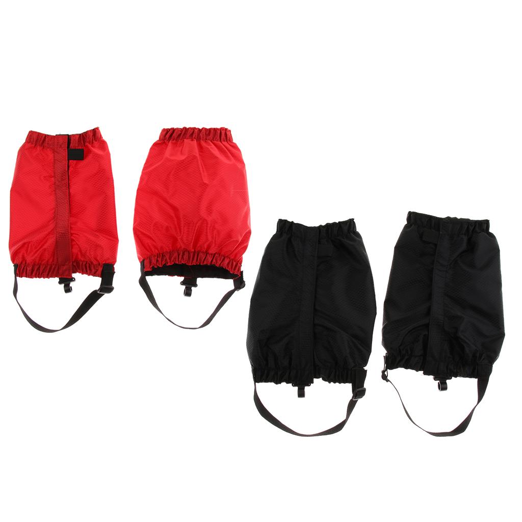 2 Pairs Outdoor Waterproof Walking Gaiters Snow Boots Cover Black Red