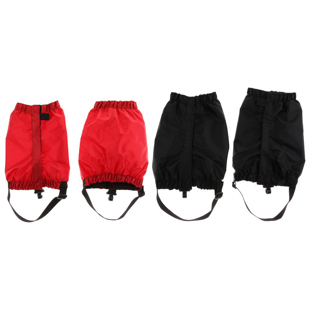 2 Pairs Outdoor Waterproof Walking Gaiters Snow Boots Cover Black Red