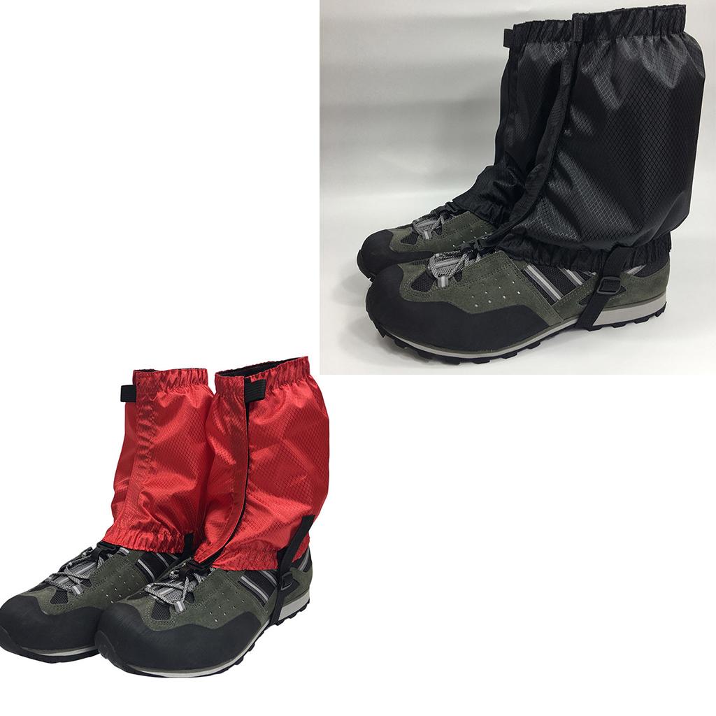 2 Pairs Outdoor Waterproof Walking Gaiters Snow Boots Cover Black Red