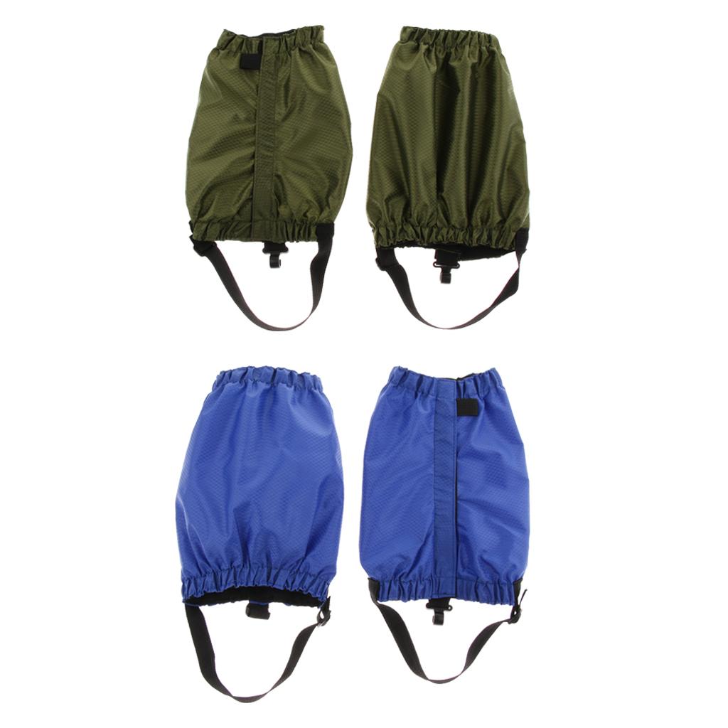 2 Pairs Outdoor Waterproof Walking Gaiters Snow Boots Cover Army Green Blue