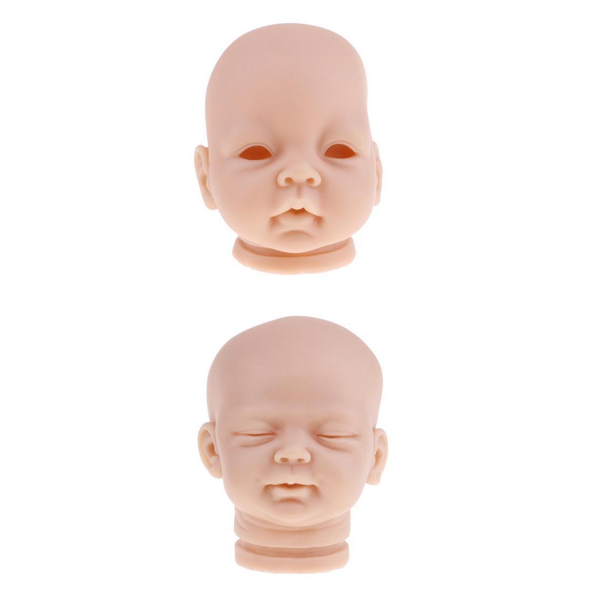 2pcs Vinyl Realistic Baby Doll Head for 22'' 20'' Reborn Dolls Normal Skin