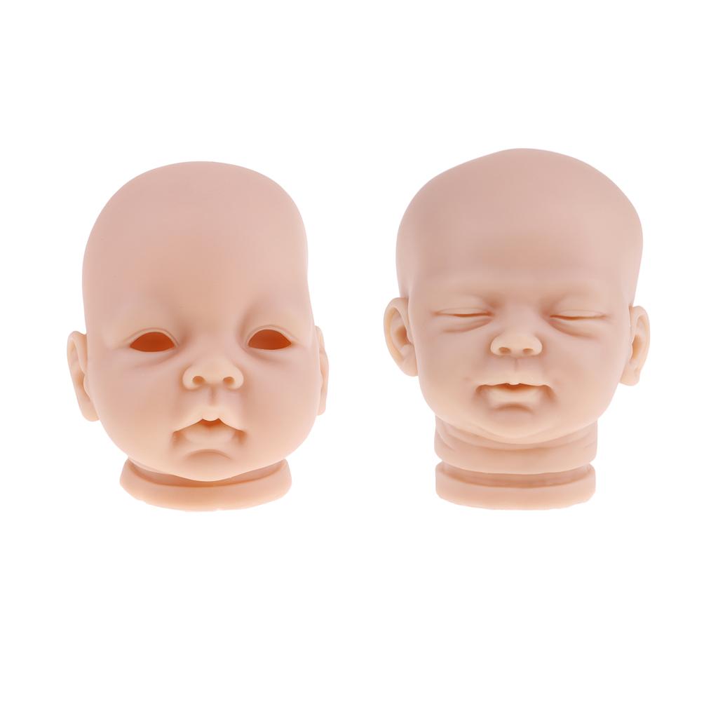 2pcs Vinyl Realistic Baby Doll Head for 22'' 20'' Reborn Dolls Normal Skin