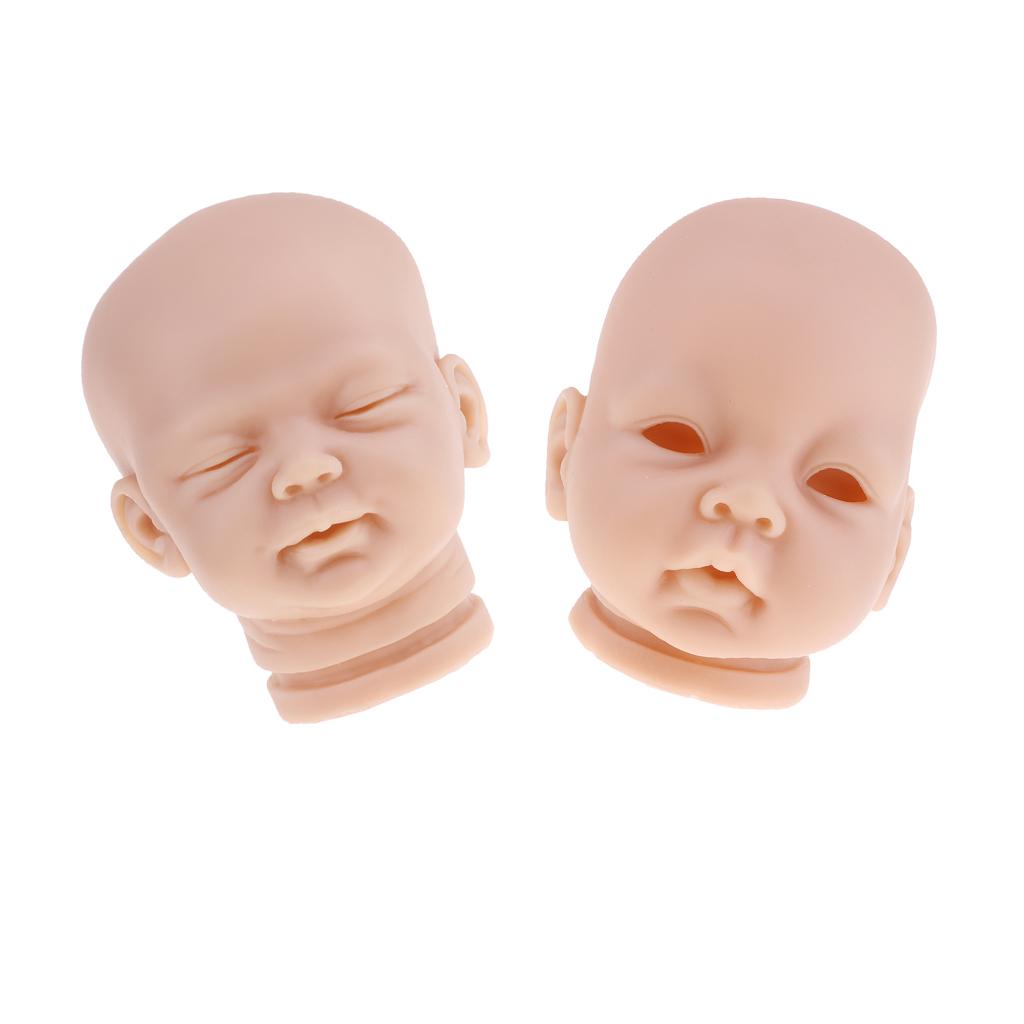2pcs Vinyl Realistic Baby Doll Head for 22'' 20'' Reborn Dolls Normal Skin