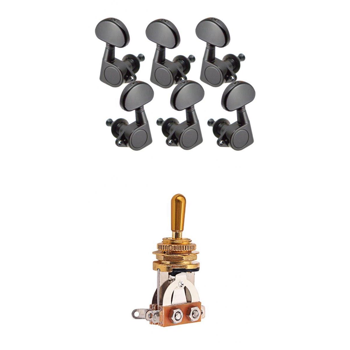 3 Way Toggle Switch Pickup Selector +6 Pcs Sealed Guitar Tuning Pegs Tuners