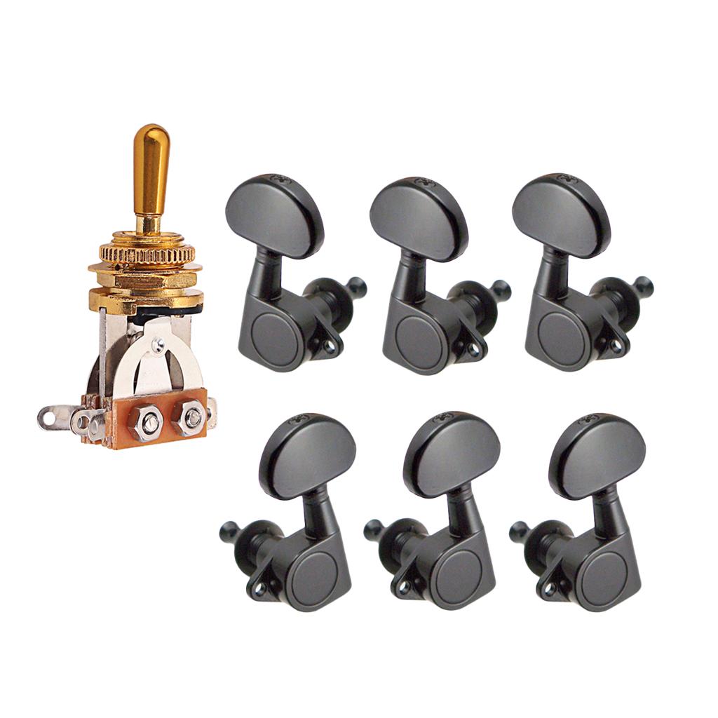 3 Way Toggle Switch Pickup Selector +6 Pcs Sealed Guitar Tuning Pegs Tuners