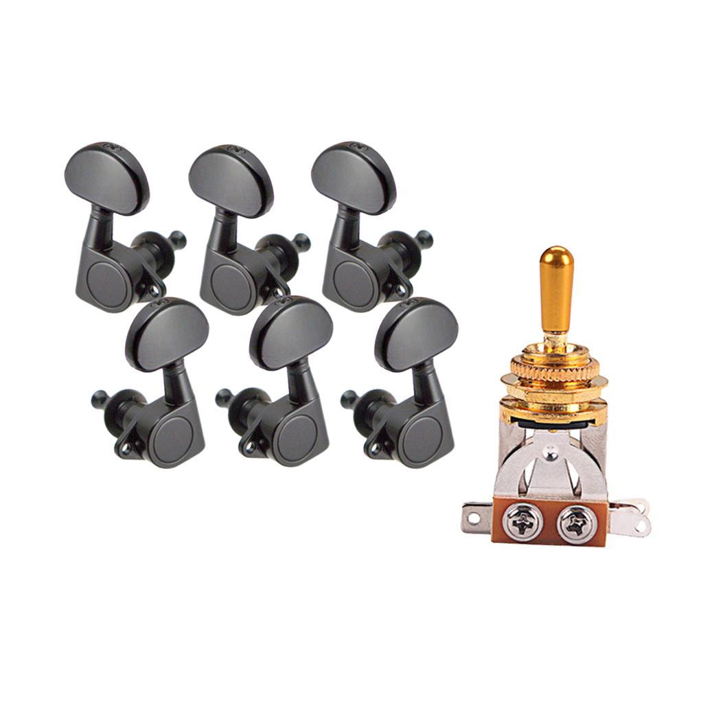 3 Way Toggle Switch Pickup Selector +6 Pcs Sealed Guitar Tuning Pegs Tuners