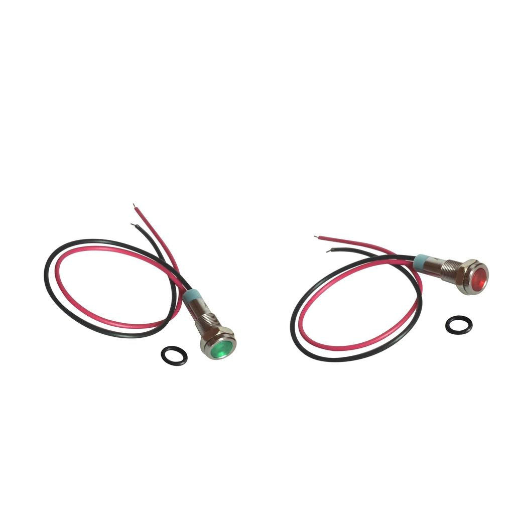 2x (Green+Red) 6mm LED Indicator Light Waterproof Signal Pilot Dash Lamp 6V