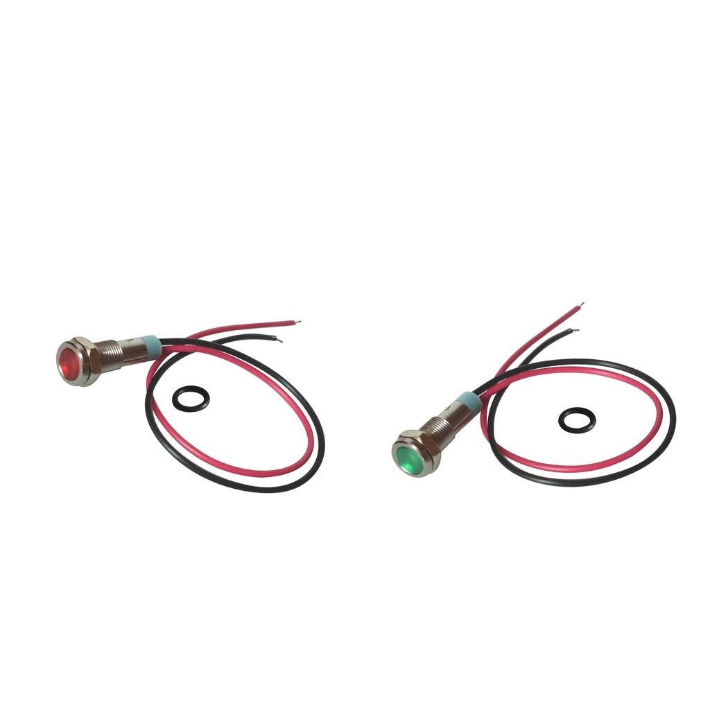 2x (Green+Red) 6mm LED Indicator Light Waterproof Signal Pilot Dash Lamp 6V